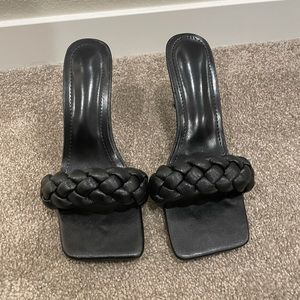 Black Braided Kitten Heels